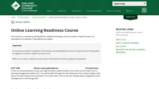 Online Learning Readiness Course - Oakland Community College
