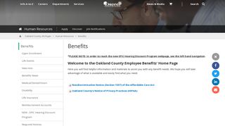 Benefits - Oakland County, Michigan