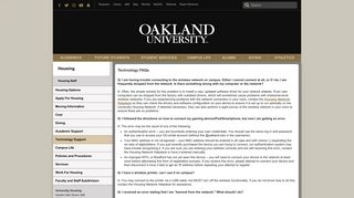 Technology FAQs - Tech Support - Housing - Oakland University