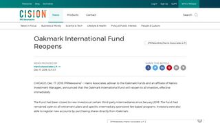 Oakmark International Fund Reopens - PR Newswire
