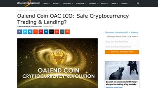 Oalend Coin OAC ICO Review: Safe Cryptocurrency Trading & Lending?