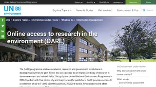 Online access to research in the environment (OARE) | UN Environment