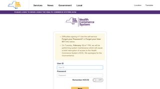 Log on to the Health Commerce System