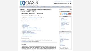 OASIS Cloud Application Management for Platforms (CAMP) TC | OASIS