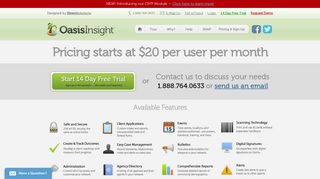 Pricing & Sign Up - Oasis Insight from Simon Solutions
