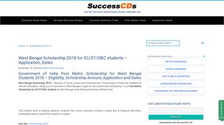West Bengal Scholarship 2018 for SC/ST/OBC students ...