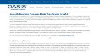 Oasis Outsourcing Releases Oasis TimeKeeper for ACA - Oasis ...
