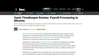 Oasis TimeKeeper Review: Payroll Processing in Minutes | Inc.com