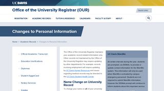 Changes to Personal Information | Office of the University Registrar ...