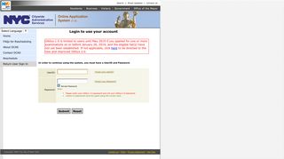 Log In - Welcome to the City of New York Online Application System