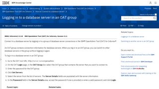 OAT: Logging in to a database server in an OAT group - IBM