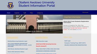 Obafemi Awolowo Univeristy Portal - Home