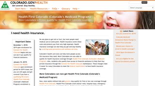 I need health insurance. | colorado.gov/health