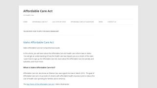 How to apply for Idaho Obamacare? Archives - Affordable Care Act