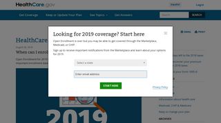 Open Enrollment for 2019 Marketplace coverage is a few months ...