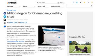 Millions log on for Obamacare, crashing sites | MSNBC