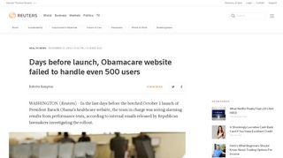 Days before launch, Obamacare website failed to handle even 500 ...