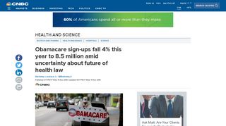 Obamacare sign-ups fall 4% this year to 8.5 million amid uncertainty