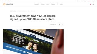 U.S. government says 462,125 people signed up for 2015 Obamacare ...