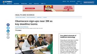 Obamacare sign-ups near 3M as key deadline looms - CNBC.com