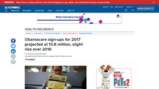 Obamacare sign-ups for 2017 projected at 13.8 million, slight rise over ...
