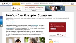 How You Can Sign up for Obamacare -- The Motley Fool