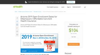 Arizona 2019 Open Enrollment Dates for (Obamacare / Affordable ...