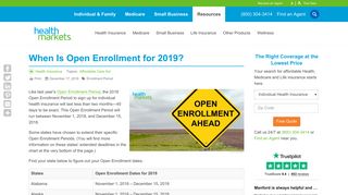 When Is Open Enrollment 2019? Dates & Deadlines for Each State