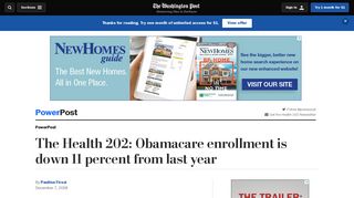 The Health 202: Obamacare enrollment is down 11 percent from last ...