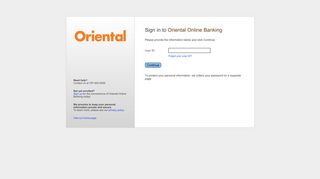 Sign in to Oriental Online Banking