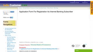 Application Form For Registration As Internet Banking Subscriber ...