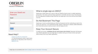 Keep Your Account Secure - Oberlin College Login Service