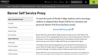 Banner Self Service Proxy | Oberlin College and Conservatory