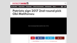 Patriots sign 2017 2nd-round pick Obi Melifonwu