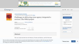 Challenges in delivering cross-agency integrated e ... - Springer Link