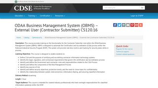 ODAA Business Management System (OBMS) – External User - CDSE