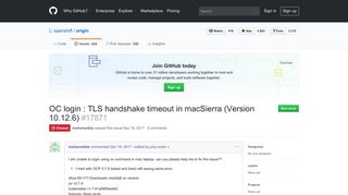 OC login : TLS handshake timeout in macSierra (Version 10.12.6 ...
