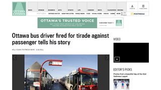 Ottawa bus driver fired for tirade against passenger tells his story