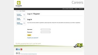 Log in / Register - Current vacancies - Ocado
