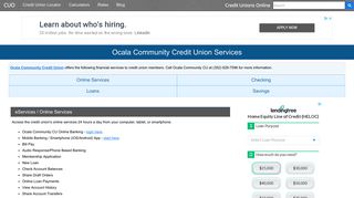 Ocala Community Credit Union Services: Savings, Checking, Loans