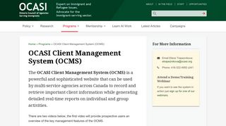 Client Management System (OCMS) - OCASI - Ontario Council of ...