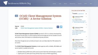 OCASI Client Management System (OCMS) - A Sector Solution ...