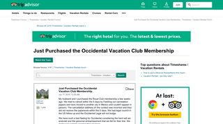 Just Purchased the Occidental Vacation Club Membership ...