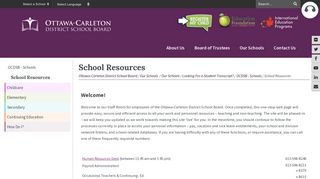 School Resources - Ottawa-Carleton District School Board