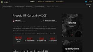 Prepaid RP Cards (NA/OCE) – Riot Games Support