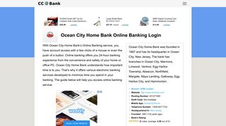 Ocean City Home Bank Online Banking Login - CC Bank