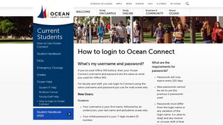 How to login to Ocean Connect - Ocean County College