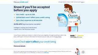 Find out if you'll be accepted for the Ocean Credit Card before you apply