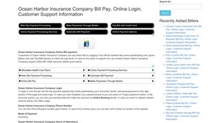 Ocean Harbor Insurance Company Bill Pay, Online Login, Customer ...