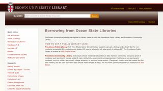 Borrowing: Ocean State Libraries - Brown University Library